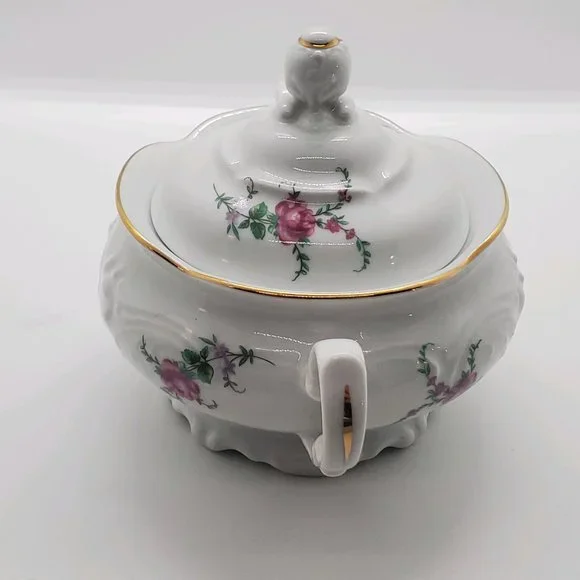 Vintage China Royal Kent Collection Poland Bavarian Rose Sugar Bowl & Creamer - Picture 6 of 13